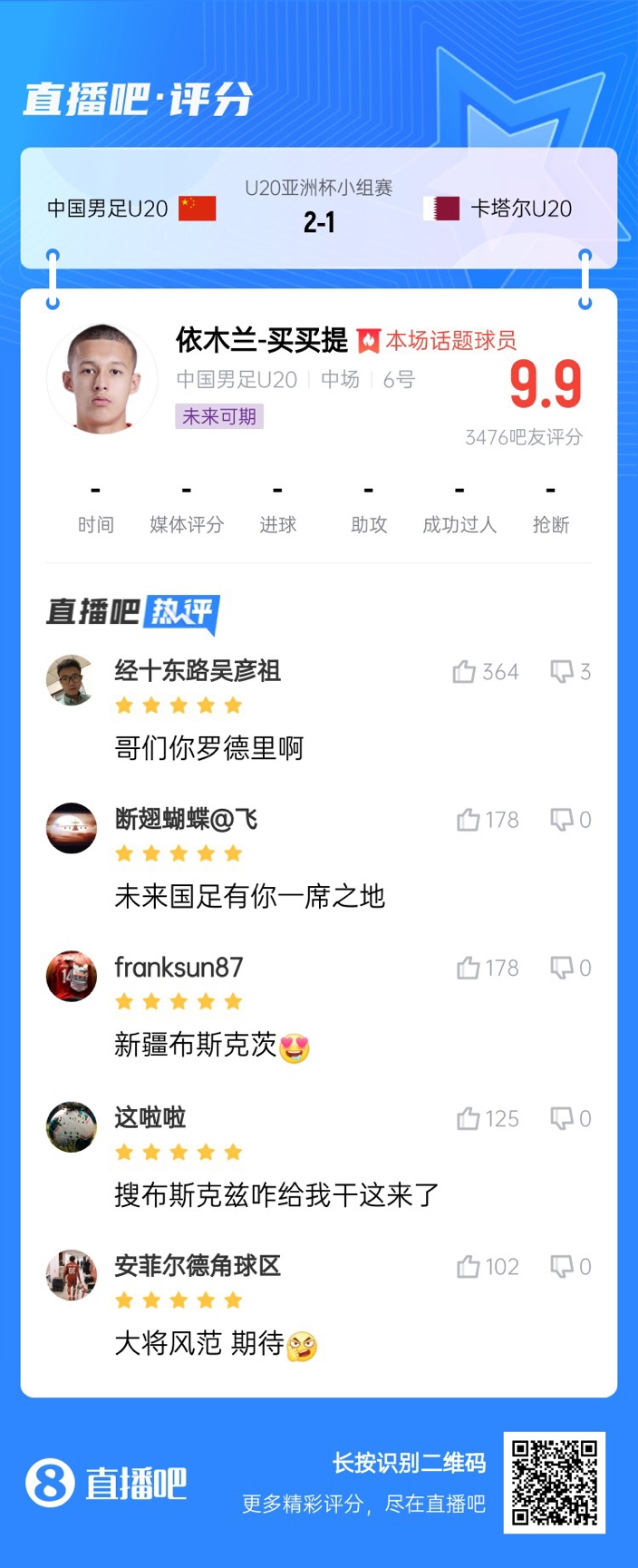  依木蘭+陳澤仕泰山中場連線！19歲依木蘭獲封：新疆布斯克茨！