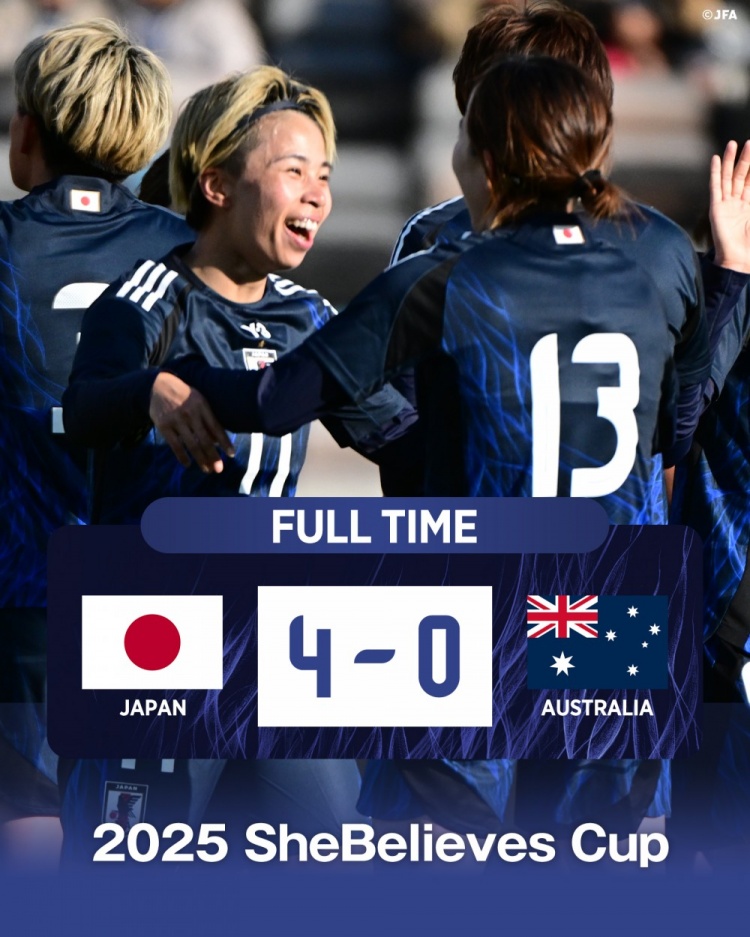  熱身賽日本女足4-0澳大利亞女足，田中美南2射1傳&長谷川唯任隊長