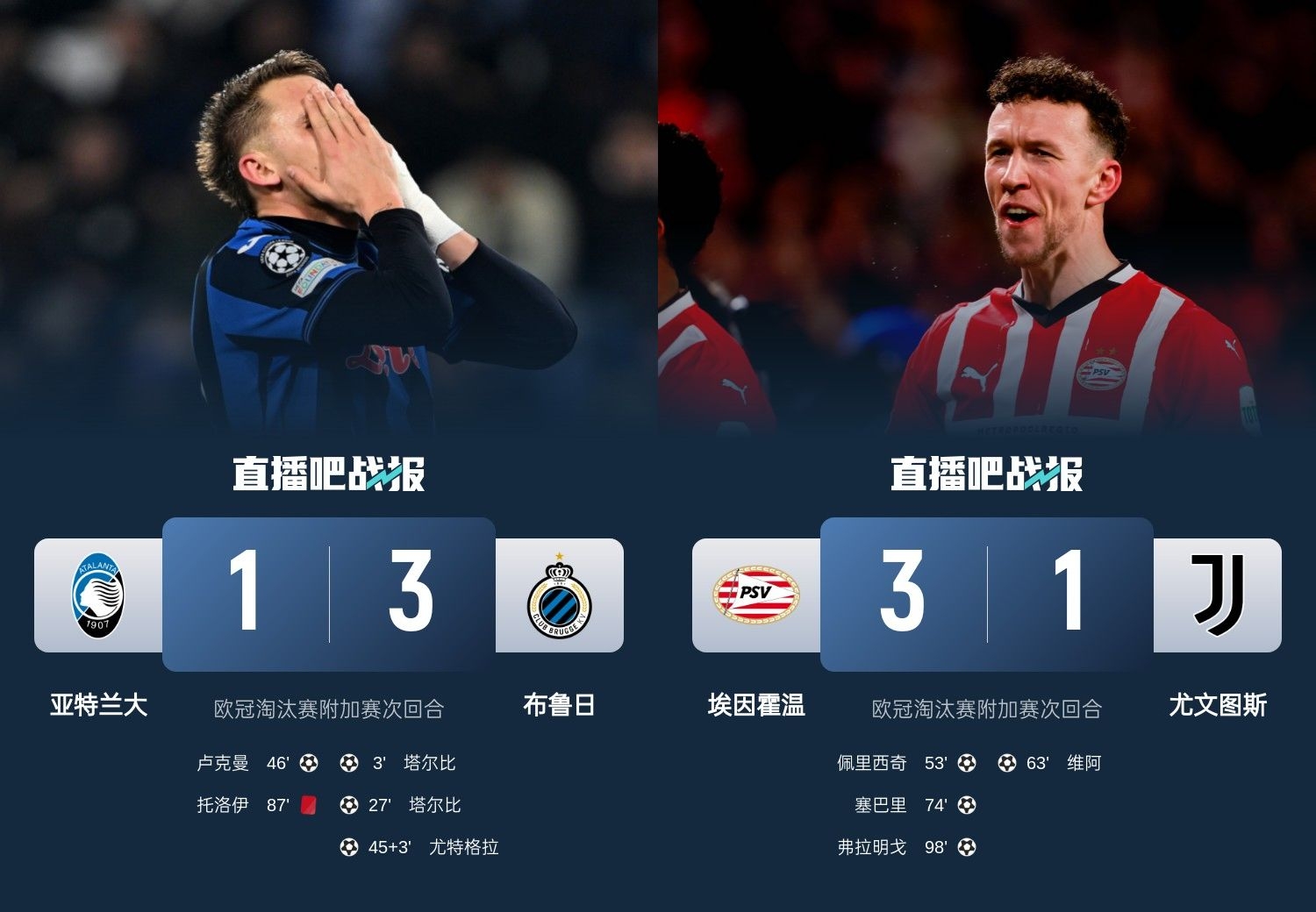  真是意甲拉垮？PSV淘汰尤文后3連敗，布魯日爆冷真藍(lán)黑后1勝難求