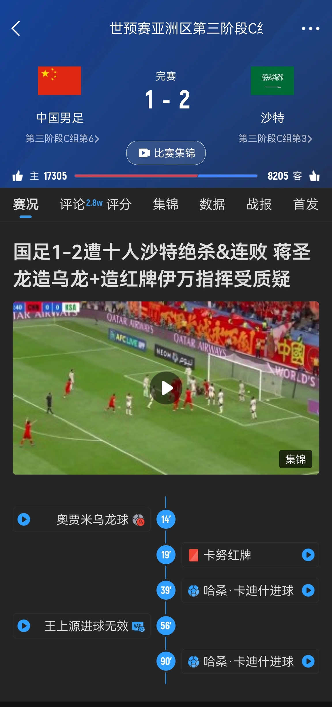  今天什么劇本？首戰(zhàn)沙特也是半場紅牌+蔣光太傷退，最后國足被翻