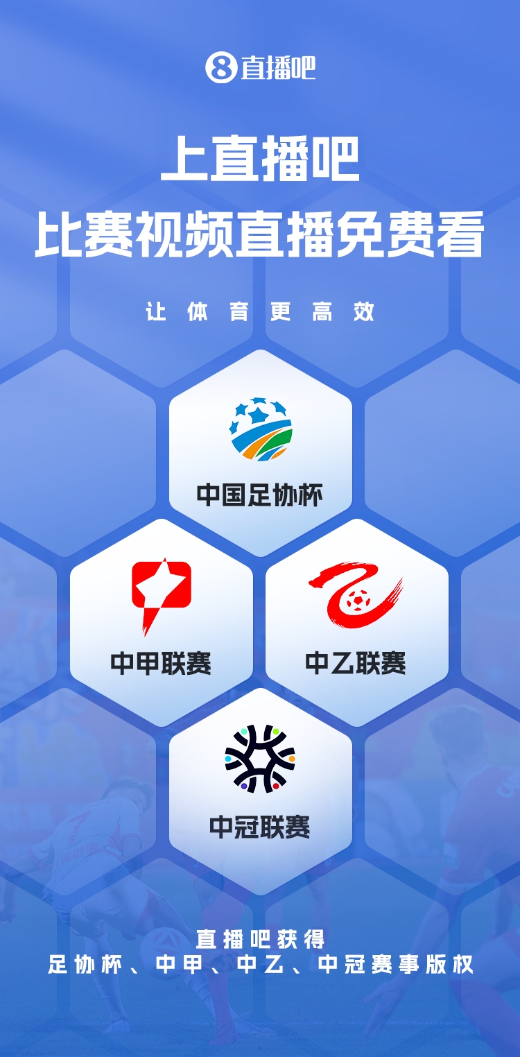 官宣！直播吧獲足協(xié)杯、中甲、中乙、中冠賽事版權(quán)，免費視頻直播