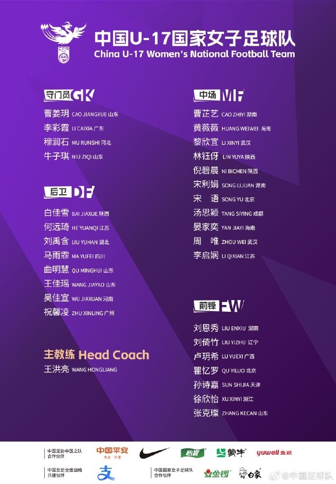  U17女足30人將在蘇州集訓(xùn)備戰(zhàn)世界杯，姜寧、朱挺擔(dān)任訓(xùn)練員