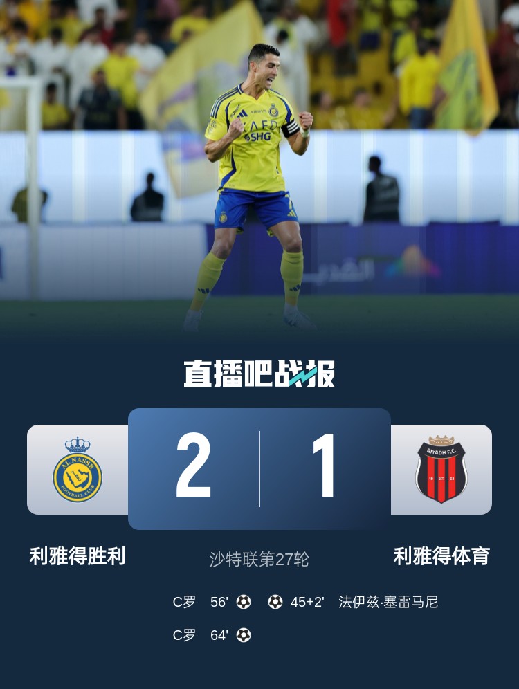  利雅得勝利達成沙特職業(yè)聯(lián)賽900球里程碑，僅少于新月